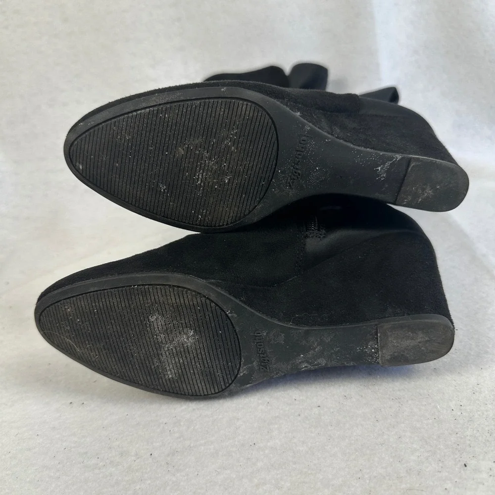 Zigisoho Black Suede Over The Knee Wedge Boots‎ Womens 6 Streetwear